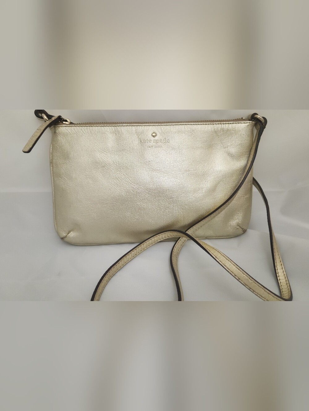 kate spade Metallic Gold Leather Crossbody Good Condition!